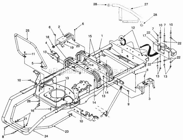 Frame And Attachments Diagram and Parts List for Z48L 53AC365M100, 53BA1D5M100 Cub Cadet Lawn Mower
